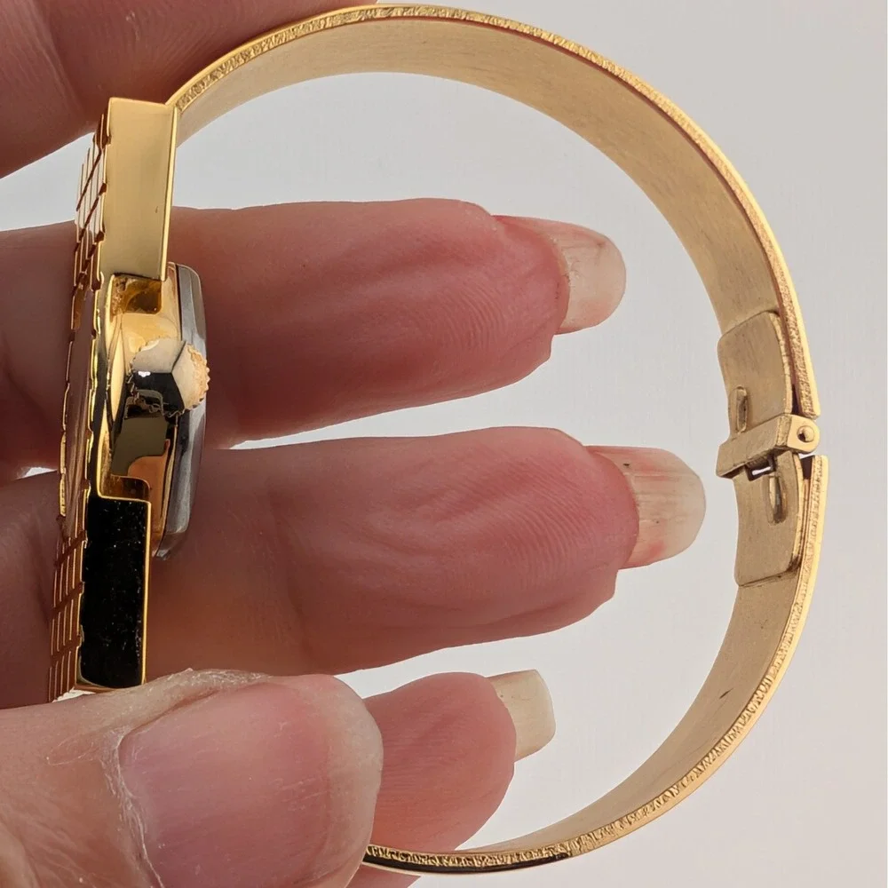 Anne‎ Klein Vintage Manual Wind Gold Rectangle Bangle Watch Art Deco